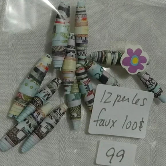 One-of-a-kind handmade/hand rolled paper beads/jewelry making/craft supplies/DIY - Picture 9 of 11